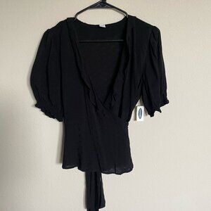 Old Navy M Back Tie Belt Wrap Around Blouse Half Sleeve Shirt To, NWT, NEW
